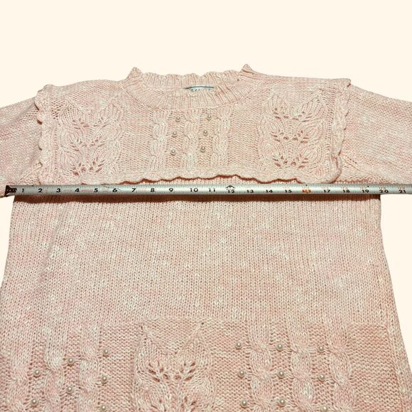 Vintage 80s Ashley S. Pastel Pink Pearl Detail Pullover Sweater- Size M - Picture 6 of 7